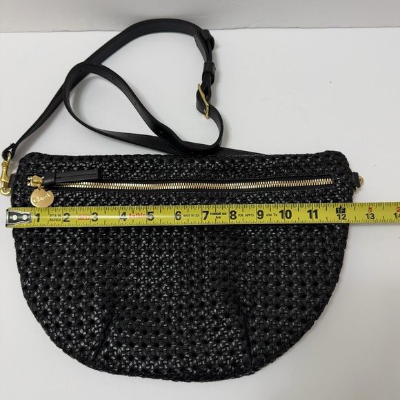 Clare V. Grande Rattan Woven Leather Belt Bag Crossbody Shoulder Bag Black - Picture 14 of 16